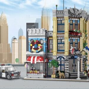 General Jim's City Police Station with Donut Shop Modular Building Blocks Set | MOC Building Set Compatible Bricks with Lego City Sets and Other Major Brands