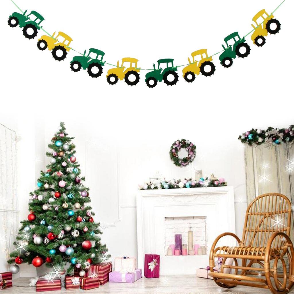 misppro 3x Cool Tractor Car Felt Banner Baby Shower Children Birthday Christening Party Hanging Decorations 3.28 Yards