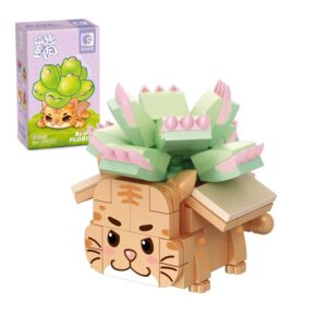 meiest mini succulent bonsai building blocks set,creative simulation pot plant artificial particle flower botanical collection construction building bricks toy,cute home decor (tiger)