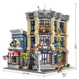 General Jim's City Police Station with Donut Shop Modular Building Blocks Set | MOC Building Set Compatible Bricks with Lego City Sets and Other Major Brands