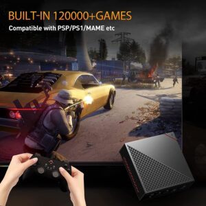 Kinhank Mini PC Game Box, Super Console X PC Chili Video Games Console Built in 120000+Games, AMD Ryzen 5 4500U, Win11Pro & Batocera 33 System in 1, 16G DDR4 RAM