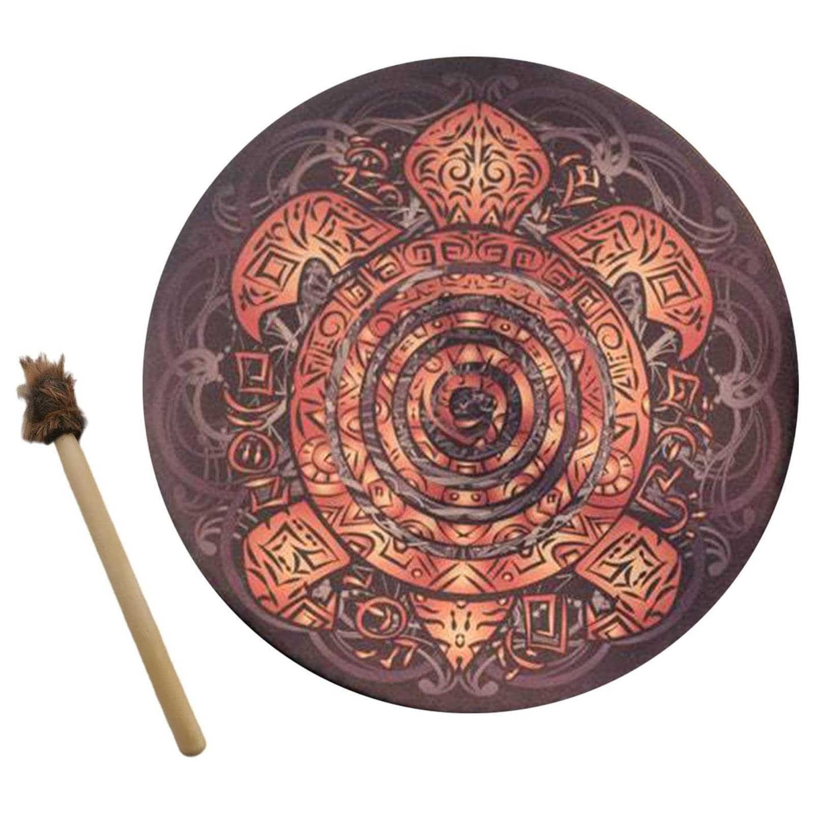 10 Inch Turtle Shaman Drum, Tree of Life Decoration Design Handma Drum With Drum Stick, Instrumental Shaman Alchemy Moon Drum, Sound Healer Shaman Drum For Spiritual Music, Reflection(Turtle)