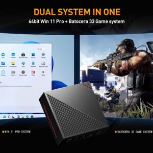 Kinhank Mini PC Game Box, Super Console X PC Chili Video Games Console Built in 120000+Games, AMD Ryzen 5 4500U, Win11Pro & Batocera 33 System in 1, 16G DDR4 RAM