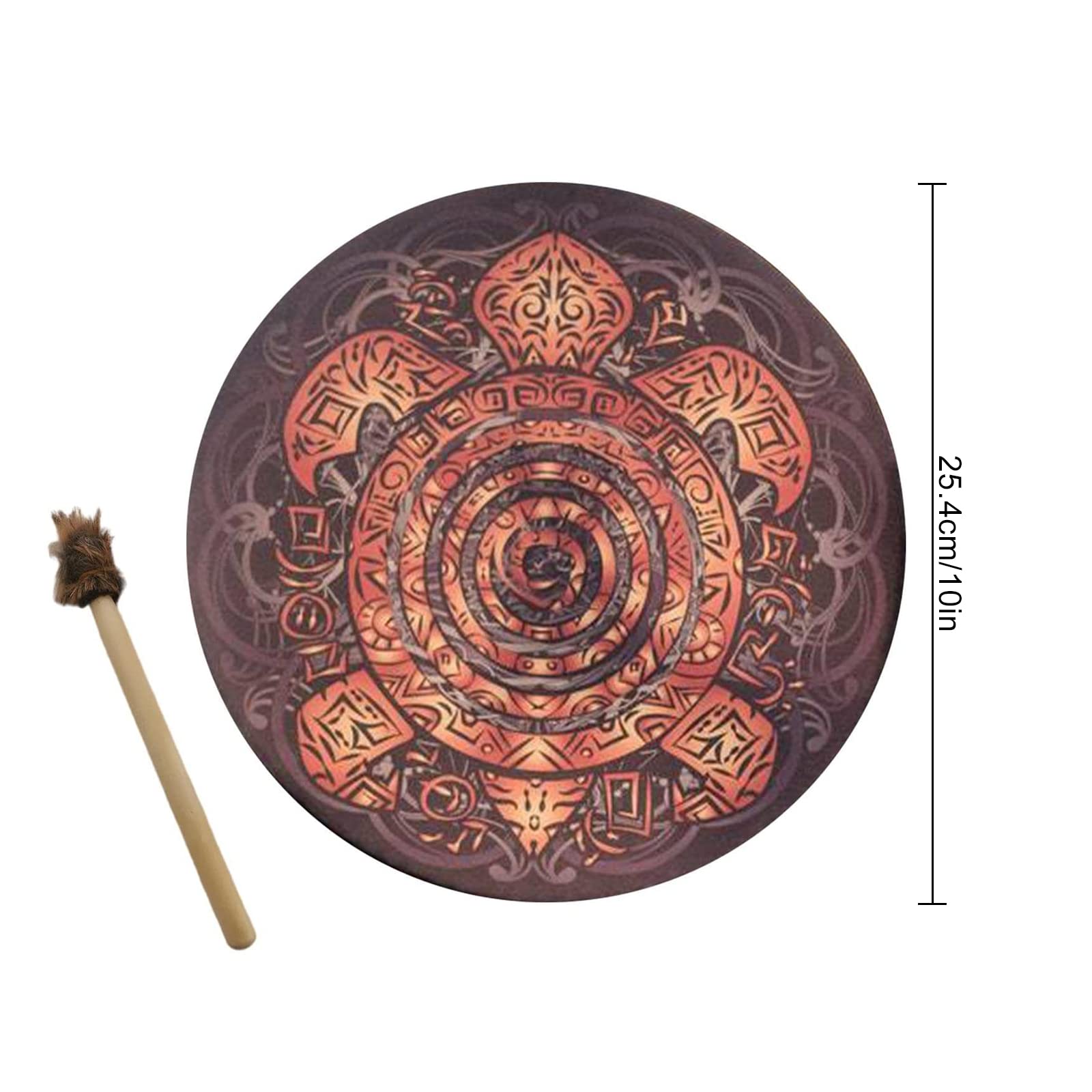 10 Inch Turtle Shaman Drum, Tree of Life Decoration Design Handma Drum With Drum Stick, Instrumental Shaman Alchemy Moon Drum, Sound Healer Shaman Drum For Spiritual Music, Reflection(Turtle)