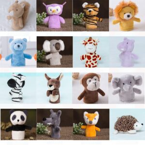 16 pcs animal finger hand puppet for kids mini fingertip dolls pig monkey dog rabbit (in the jungle)