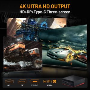 Kinhank Mini PC Game Box, Super Console X PC Chili Video Games Console Built in 120000+Games, AMD Ryzen 5 4500U, Win11Pro & Batocera 33 System in 1, 16G DDR4 RAM