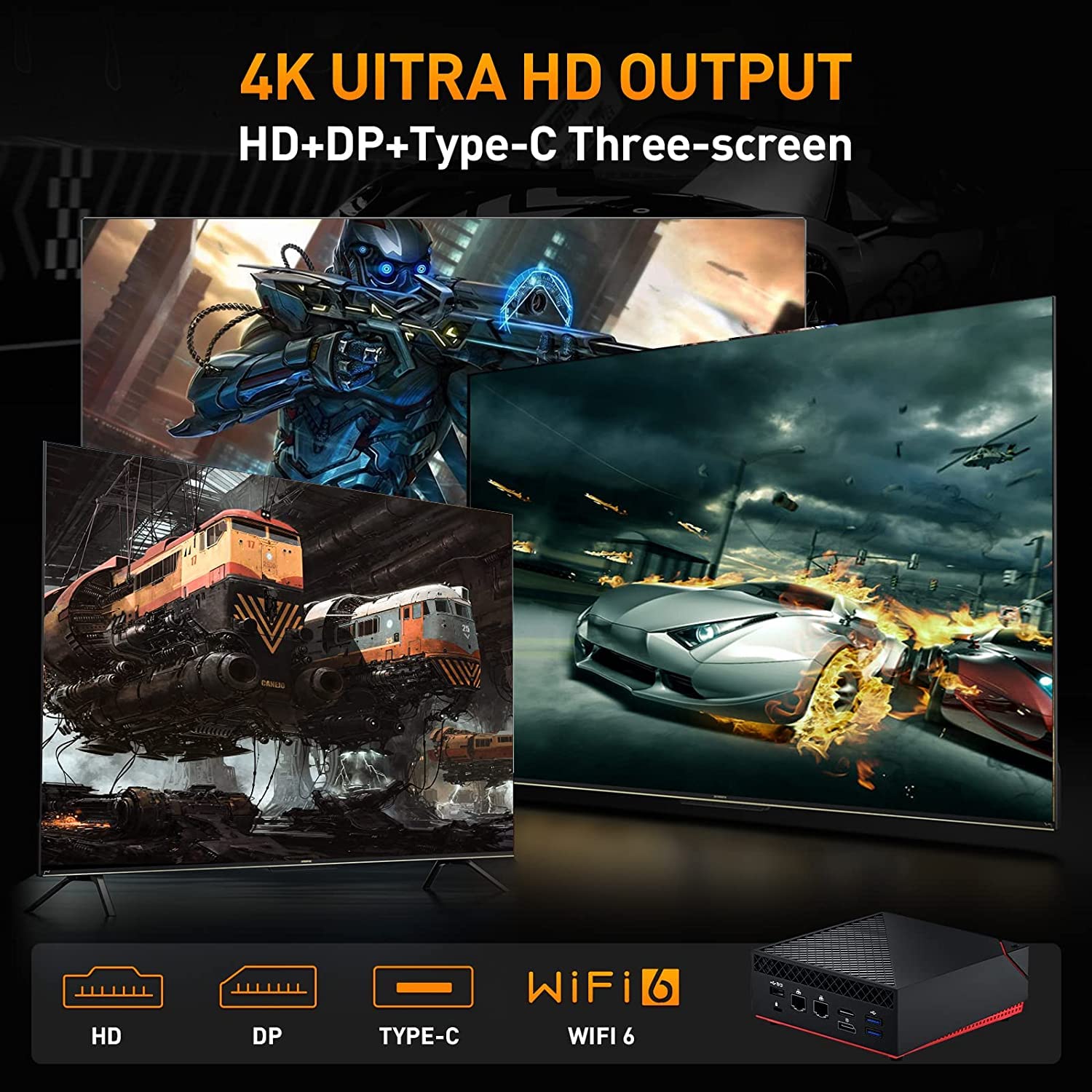 Kinhank Mini PC Game Box, Super Console X PC Chili Video Games Console Built in 120000+Games, AMD Ryzen 5 4500U, Win11Pro & Batocera 33 System in 1, 16G DDR4 RAM