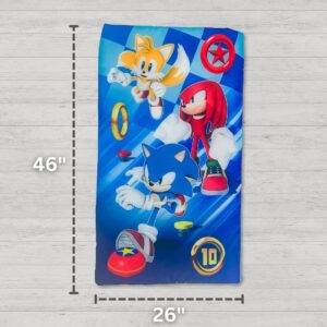 Sonic The Hedgehog Anime Kids Soft Lightweight 2 Piece Sleeping/Slumber Bag and Sling Bag Set, 46"(L) X 26"(W), (Official Licensed Sega Product) by Franco