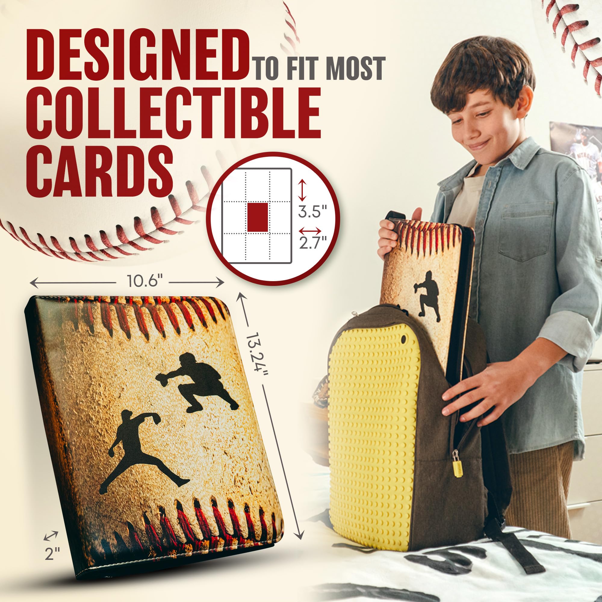 Baseball Card Binder with 900 Pockets, The Ultimate Baseball Card Holder Includes 50 Page Storage Sleeves to Organize and Protect Your Sports Cards Like a Pro