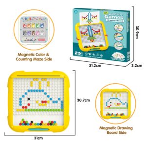 KWYZ 2 in 1 Magnetic Color and Number Maze & Drawing Board, Toddler Toys 2-3 3-5 Montessori Learning Toys for Toddlers 2-4 Years, 2 Uses Color Matching Counting Toddler Activities