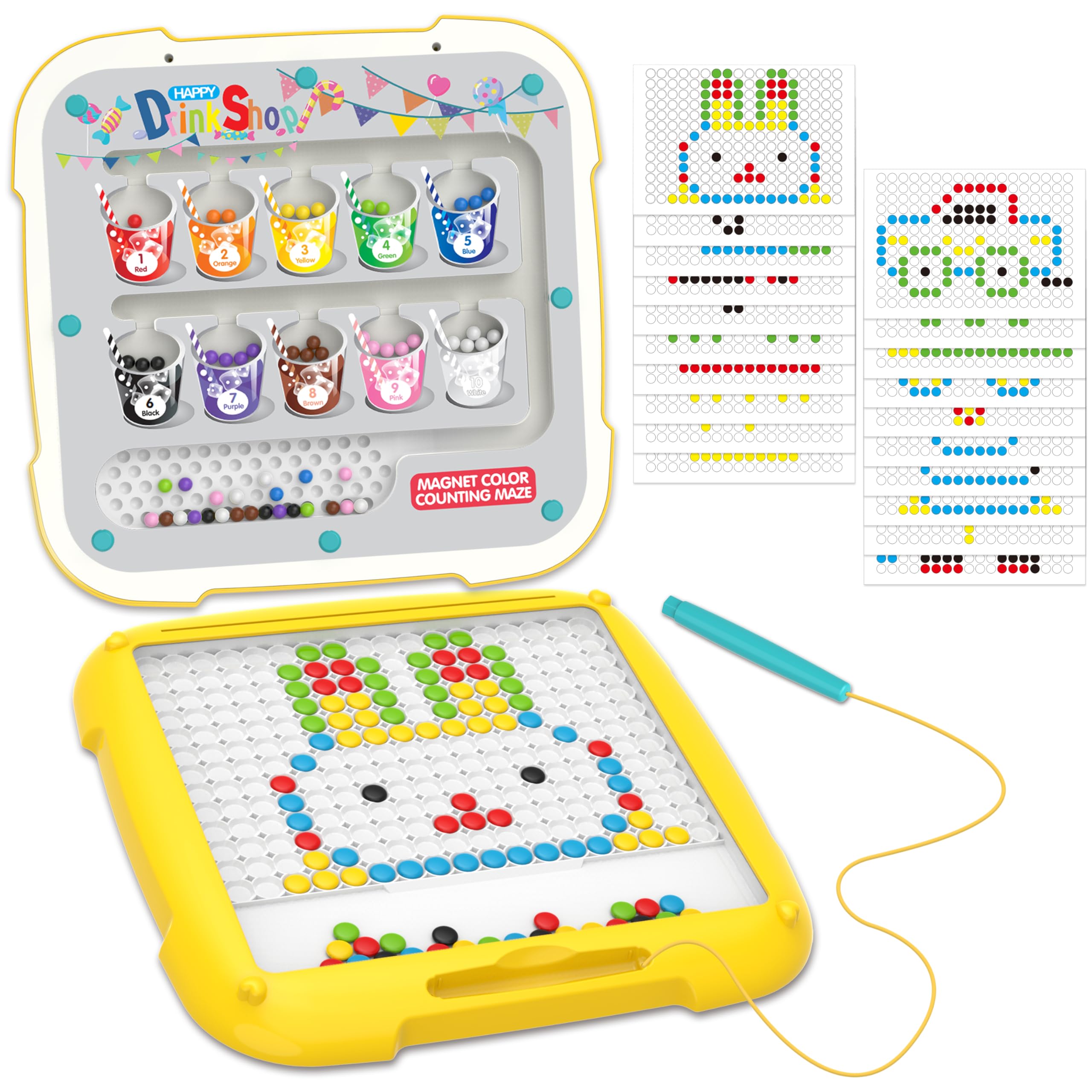 KWYZ 2 in 1 Magnetic Color and Number Maze & Drawing Board, Toddler Toys 2-3 3-5 Montessori Learning Toys for Toddlers 2-4 Years, 2 Uses Color Matching Counting Toddler Activities