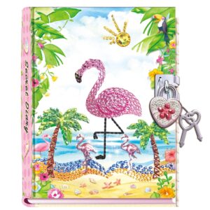 DUDUBUY Flamingo Diary and Journal Set Stationary for Writing Drawing Kids Diaries with Lock Keys Flamingo Gifts For Girls Ages 5 6 7 8 9 10 Arts and Crafts for Kids