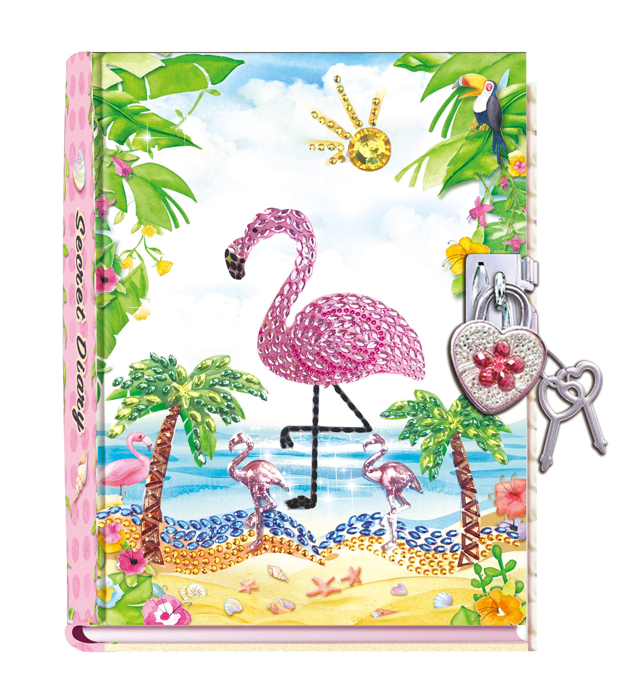 DUDUBUY Flamingo Diary and Journal Set Stationary for Writing Drawing Kids Diaries with Lock Keys Flamingo Gifts For Girls Ages 5 6 7 8 9 10 Arts and Crafts for Kids