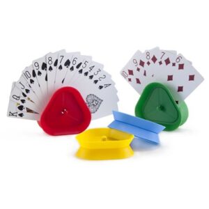 Brybelly Triangle Card Holders for Playing Cards,- Plastic Table Game Accessories and Pieces, Adults, Seniors, Family Fun Night, Poker, Canasta, Parties, and Classroom Activities, 4 Count (Pack of 2)