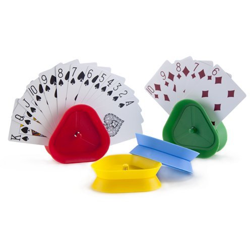 Brybelly Triangle Card Holders for Playing Cards,- Plastic Table Game Accessories and Pieces, Adults, Seniors, Family Fun Night, Poker, Canasta, Parties, and Classroom Activities, 4 Count (Pack of 2)