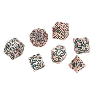 dauerhaft tabletop dice set, exquisite board game polyhedral dice game props portable large number 7pcs for party for adults(green)