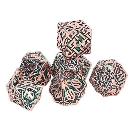 DAUERHAFT Tabletop Dice Set, Exquisite Board Game Polyhedral Dice Game Props Portable Large Number 7pcs for Party for Adults(Green)