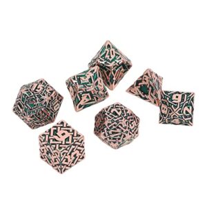 DAUERHAFT Tabletop Dice Set, Exquisite Board Game Polyhedral Dice Game Props Portable Large Number 7pcs for Party for Adults(Green)