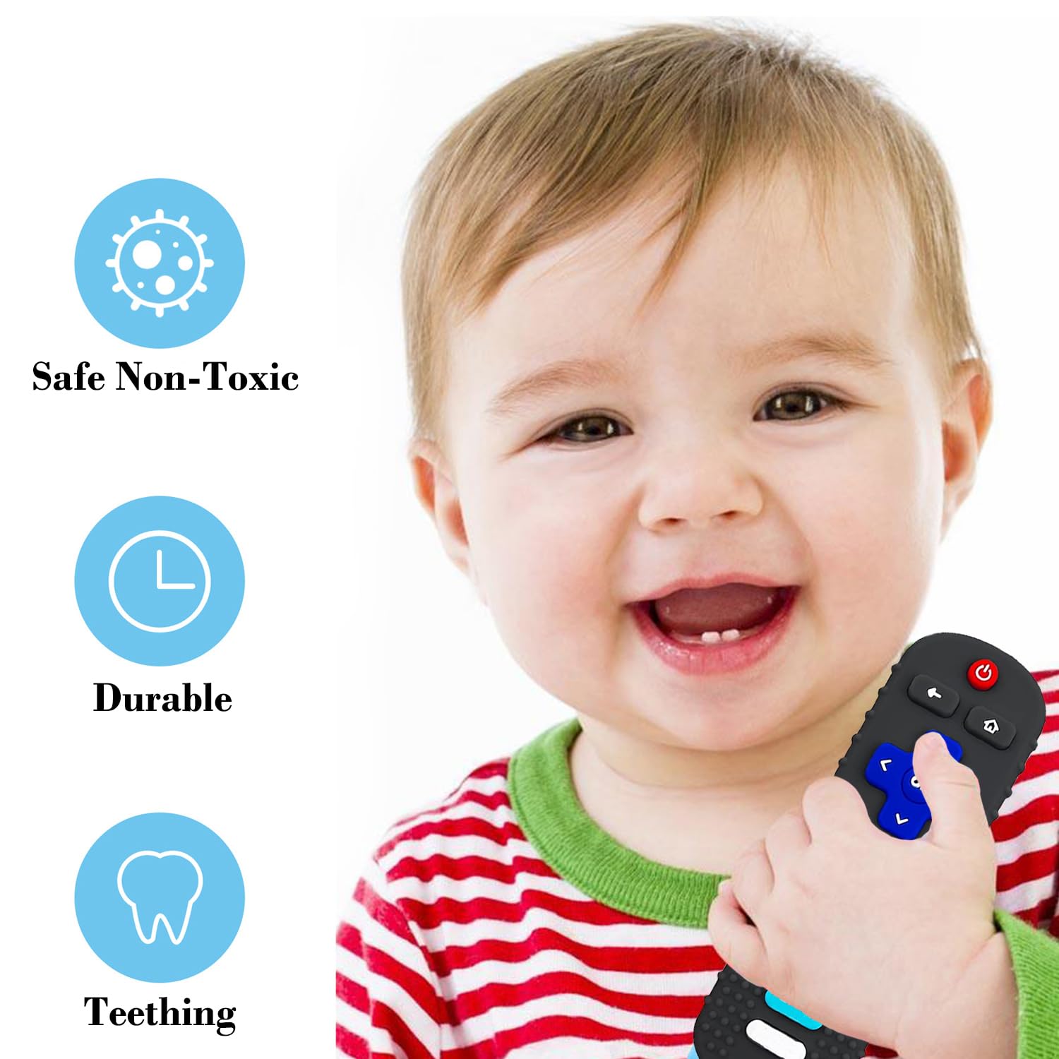 Baby Teether Toy, TV Remote Control Shape Teething Baby Toys for Infants, Baby Chew Remote Teether Toys for Babies 3-24 Months,BPA Free