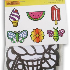 The Spring Shop Kids Foil Art Craft Kit (Ice Cream, Watermelon, Ice Pop, Butterfly, Flower, Bee) - Makes 6