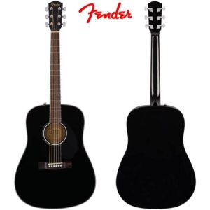 Fender CD-60S Dreadnought Acoustic Guitar (Walnut Fingerboard, Black) Bundle with Fender Classic Celluloid Guitar Medium 12-Pack Picks 351 Shape and Fender 2" Guitar Straps