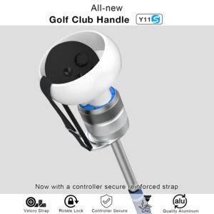 VR Golf Club Handle Accessory for Oculus Quest 2/ Meta Quest Pro - Aluminum Case and Shaft with Real Golf Grip - Quest 2 Golf Club Attachment with Controller Secure Reinforced Straps (2023 Version)