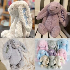 shiguangji Embroidered Bunny Easter Gifts for Baby Personalized Baby Gifts Bunny Doll Easter Gift Toddler Toys Newborn Toys