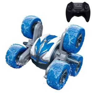 Threeking 1pc RC Stunt Car with Lights and 1pc Waterproof RC Stunt Car Toy for Boys/Girls Ages 6+