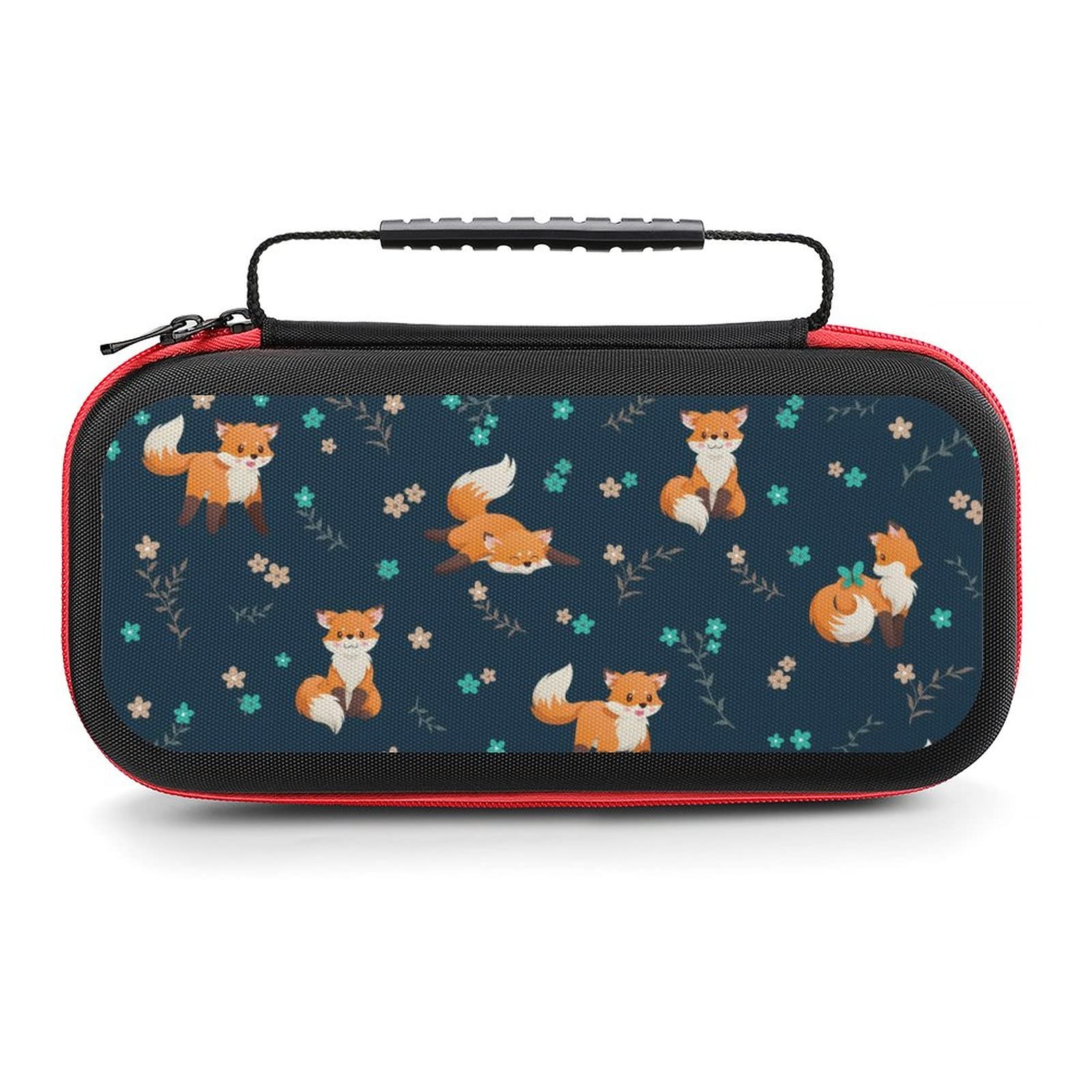 AoHanan Little Fox Butterfly And Flowers Switch Carrying Case Compatible with Switch Game Case with 20 Games Cartridges Hard Shell Travel Protection Case for Console & Accessories