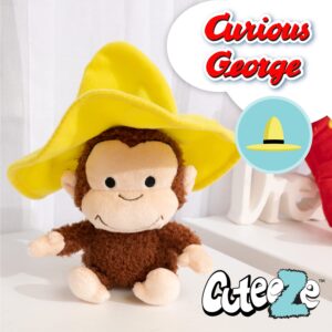 KIDS PREFERRED Curious George Cuteeze Monkey Stuffed Animal Plush Yellow Hat Toys Soft Cuddle Plushie Gifts for Baby and Toddler Boys and Girls - 7 Inches