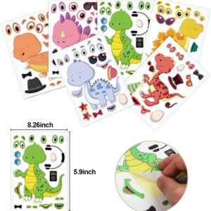 24 Pieces Make Your Own Dinosaur Stickers Make A Face Stickers for Kids Toddlers with Dinosaur System DIY Craft Stickers Kids Party Favor Supplies Crafts