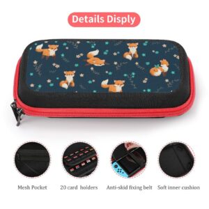 AoHanan Little Fox Butterfly And Flowers Switch Carrying Case Compatible with Switch Game Case with 20 Games Cartridges Hard Shell Travel Protection Case for Console & Accessories