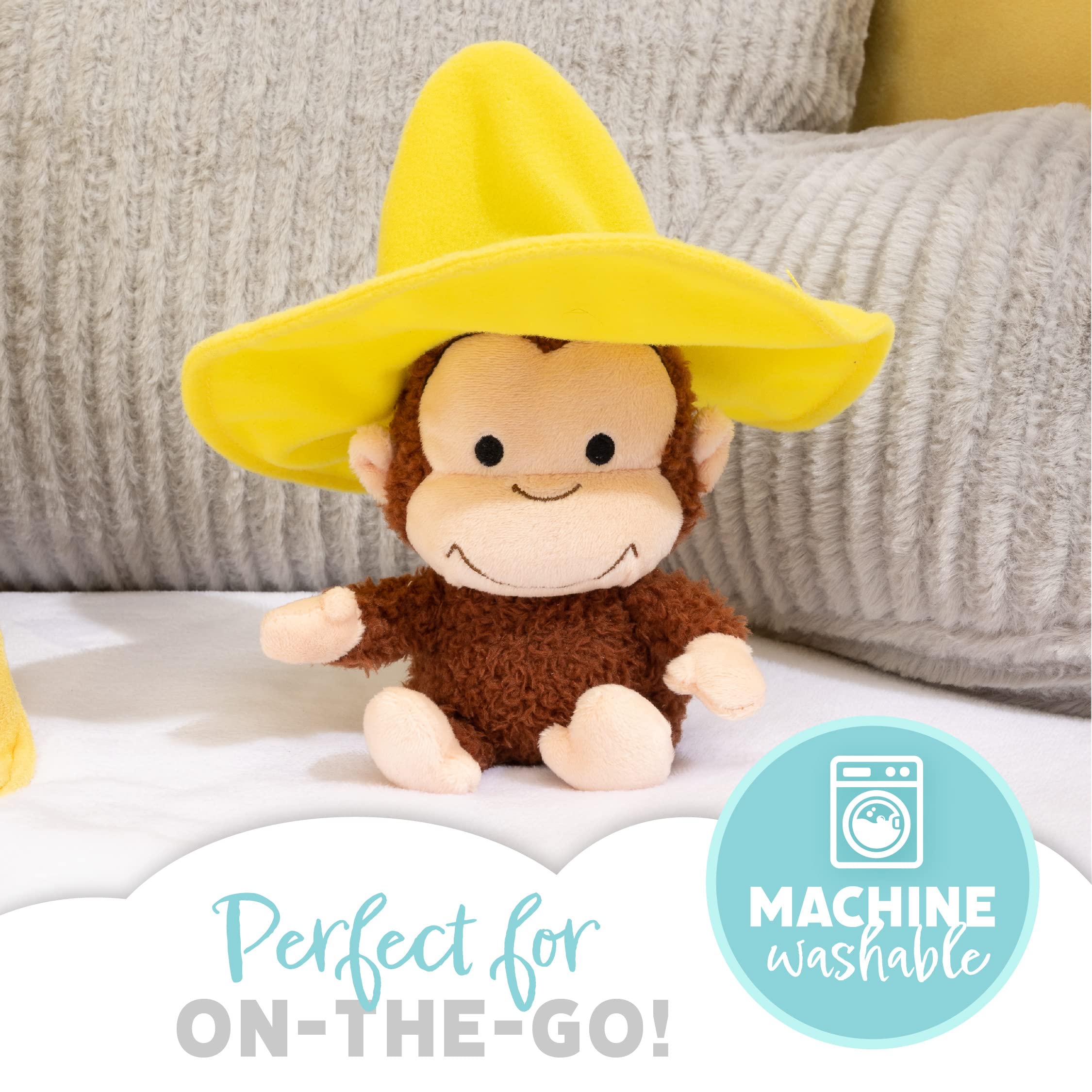 KIDS PREFERRED Curious George Cuteeze Monkey Stuffed Animal Plush Yellow Hat Toys Soft Cuddle Plushie Gifts for Baby and Toddler Boys and Girls - 7 Inches