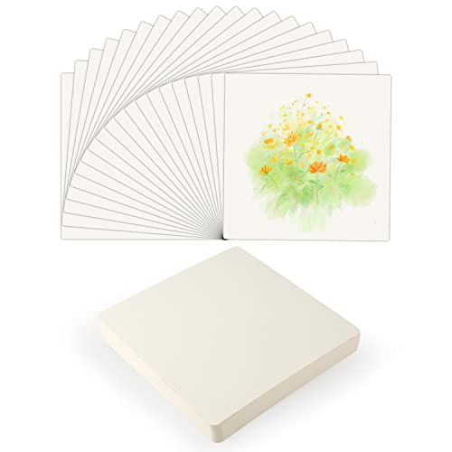 50 Sheets Blank Watercolor Cards, 5.5x5.5 Inch Square Watercolor Paper Cards Watercolor Cardstock Bulk for Beginners Artist Adults Kid Student Painting Drawing Sketching