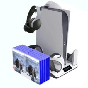 for PS5 Console Multifunctional Cooling Stand Charging Station with Dual Controller Charger CD VR2 Helmet Storage for PS VR2 Handle Charging Dock Bracket