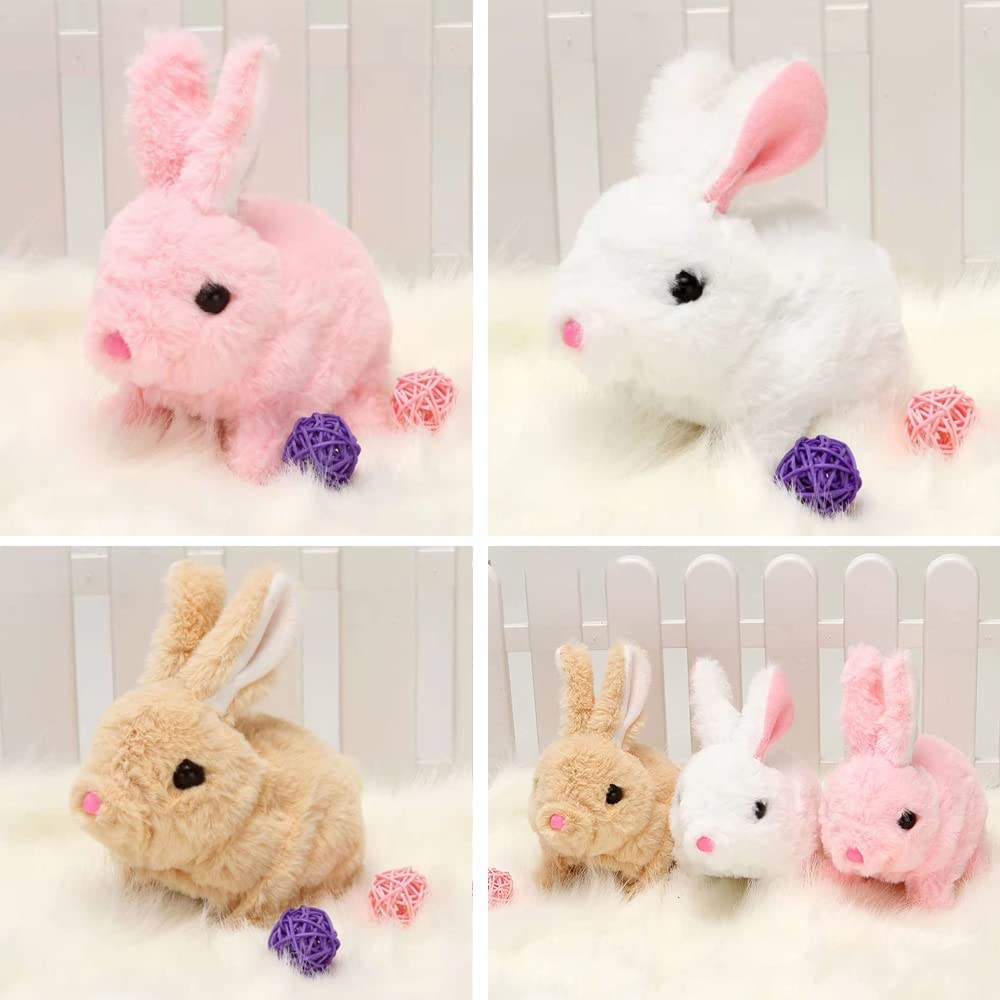 Bunny Toys Educational Interactive Toys Bunnies Can Walk and Talk, 2023 New Easter Plush Stuffed Bunny Toy Walking Rabbit Educational Toys for Kids, Bunny Toys Hopping, Wiggle Ears, Sounds (White)