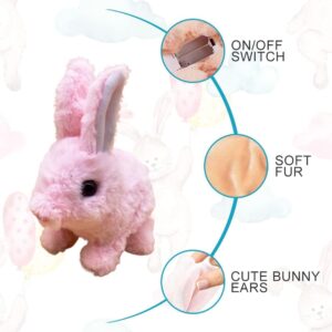 Bunny Toys Educational Interactive Toys Bunnies Can Walk and Talk, 2023 New Easter Plush Stuffed Bunny Toy Walking Rabbit Educational Toys for Kids, Bunny Toys Hopping, Wiggle Ears, Sounds (White)