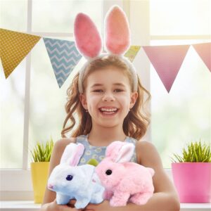 Bunny Toys Educational Interactive Toys Bunnies Can Walk and Talk, 2023 New Easter Plush Stuffed Bunny Toy Walking Rabbit Educational Toys for Kids, Bunny Toys Hopping, Wiggle Ears, Sounds (White)