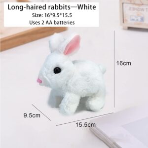 Bunny Toys Educational Interactive Toys Bunnies Can Walk and Talk, 2023 New Easter Plush Stuffed Bunny Toy Walking Rabbit Educational Toys for Kids, Bunny Toys Hopping, Wiggle Ears, Sounds (White)