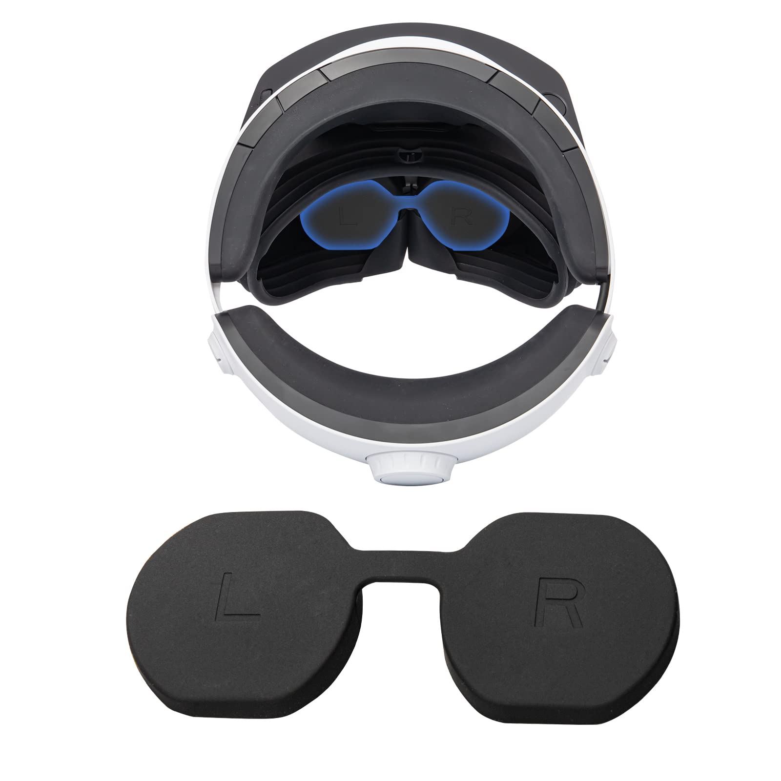 Lens Protective Cover for PS VR2, Anti-Dust Soft Silicone Lens Protective Cover for PlayStation VR2 Headset with Cute PS5 Controller Thumb Grips