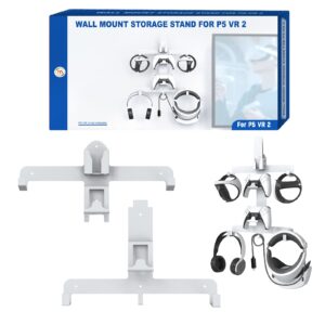 PS VR2 Wall Mount Kit, All in One Solid Metal Wall Mount Kit for PS VR2 Headset, PS VR2 Controllers, PS5 Controllers, PS5 Headphone and PS5 Media Remote - White