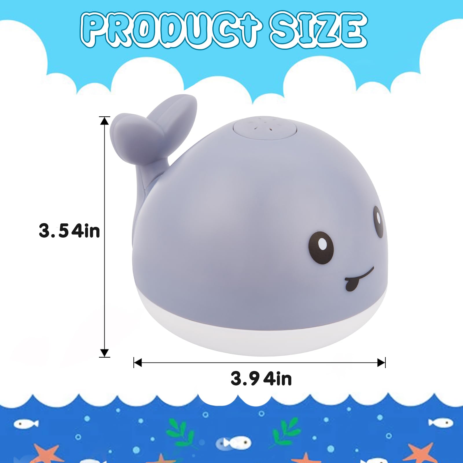 Baby Bath Toys, Rechargeable Whale Automatic Spray Water Bath Toy, Light Up Spray Water Bathtub WaterTableToys for Kids 6-12, Pool Toy for Toddlers Boys and Girls