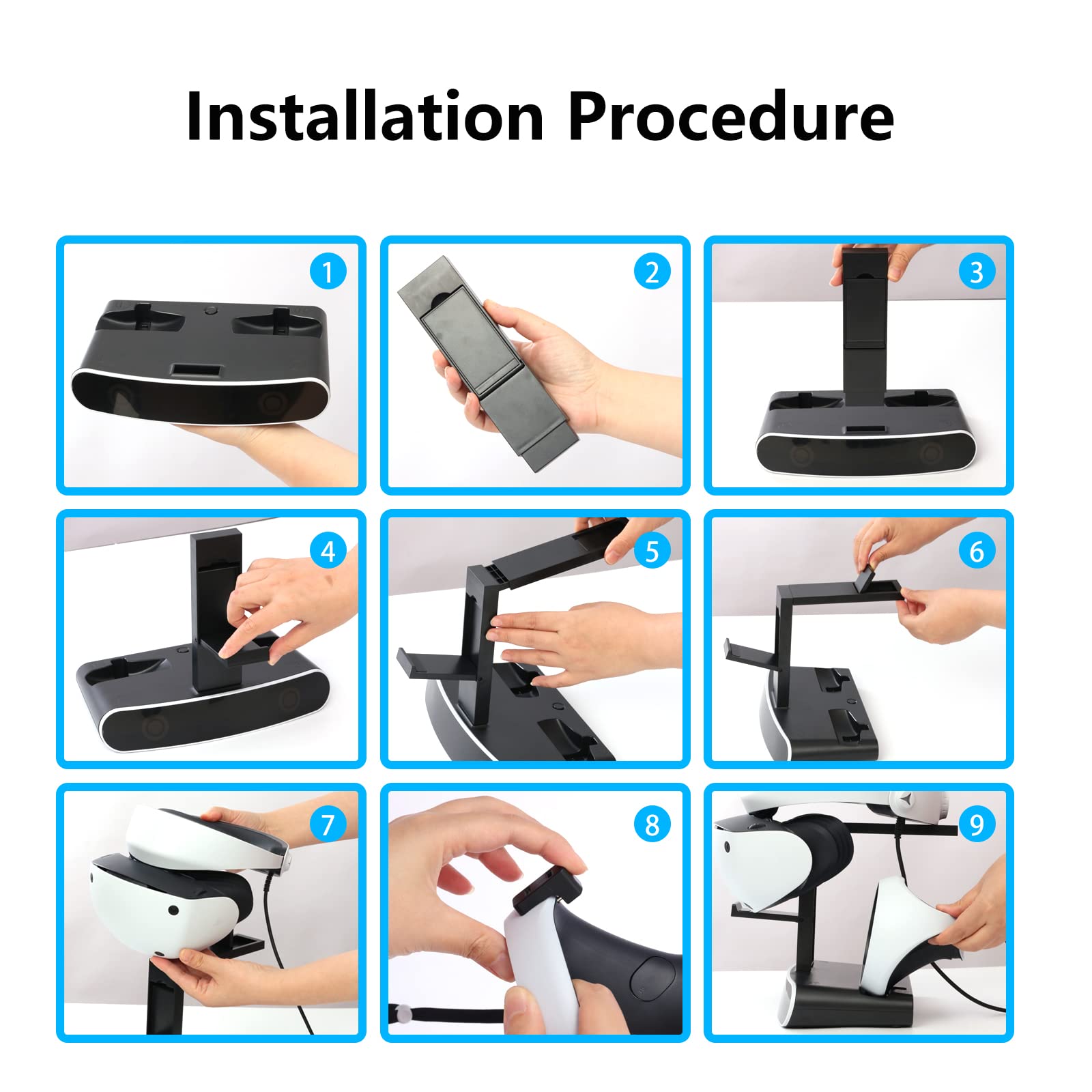 PS VR2 Controller Charging Station, PS VR2 Stand Charger with Type-C Adapter, Dual PS VR2 Controller Charging Stand with LED Indicator and Charger Cable