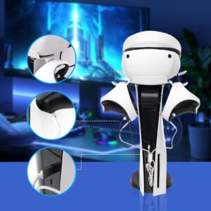 General Fantasy PS VR2 Headset Holder, PS VR2 Accessories Include PS VR2 Headset and Controllers Hanger with 2-in-1 USB C Charging Cable with Cable Ties - White