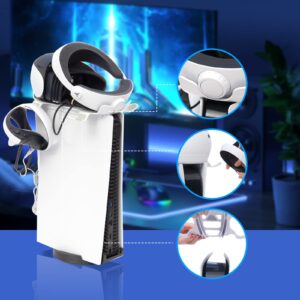 General Fantasy PS VR2 Headset Holder, PS VR2 Accessories Include PS VR2 Headset and Controllers Hanger with 2-in-1 USB C Charging Cable with Cable Ties - White