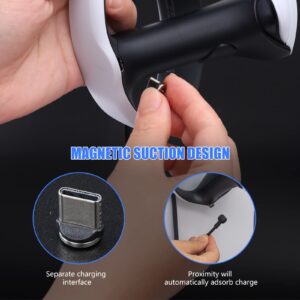 PS VR2 Headset Stand with Controller Hook and Fast Charging Cable - All-in-One PS VR2 Accessories with Magnetic Suction Head - 4 in 1 Kit