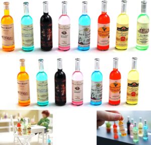 15 pcs 1:12 doll toy bottles wine bottles mini food mini house drink accessories for dollhouse miniature bottles (15 pcs wine bottles)