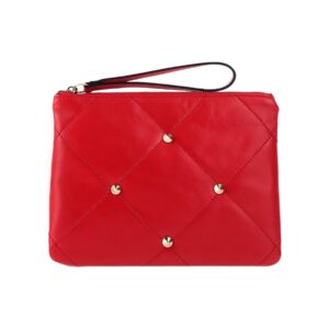 asia bellucci italian made red quilted leather wristlet