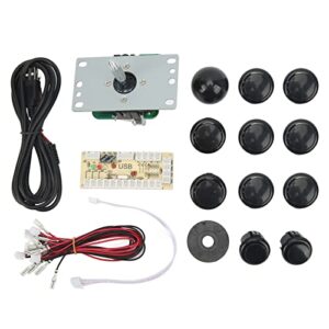 Yosoo Arcade Joysticks Kit, High Temperature Resistance Dustproof Washers DIY Joystick Plug and Play for Computer Game (Black)