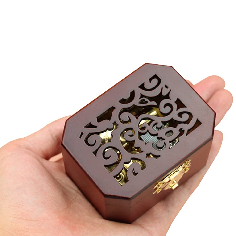 Creative Hollow Cover 18-Note Musical Movement Wind-up Wood Musical Box,Musical Toys for Kids